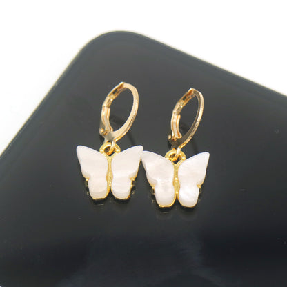 14K Gold and Lab Created Opal Butterfly Drop Earring - RUN THE STREETS COLLABORATIVE