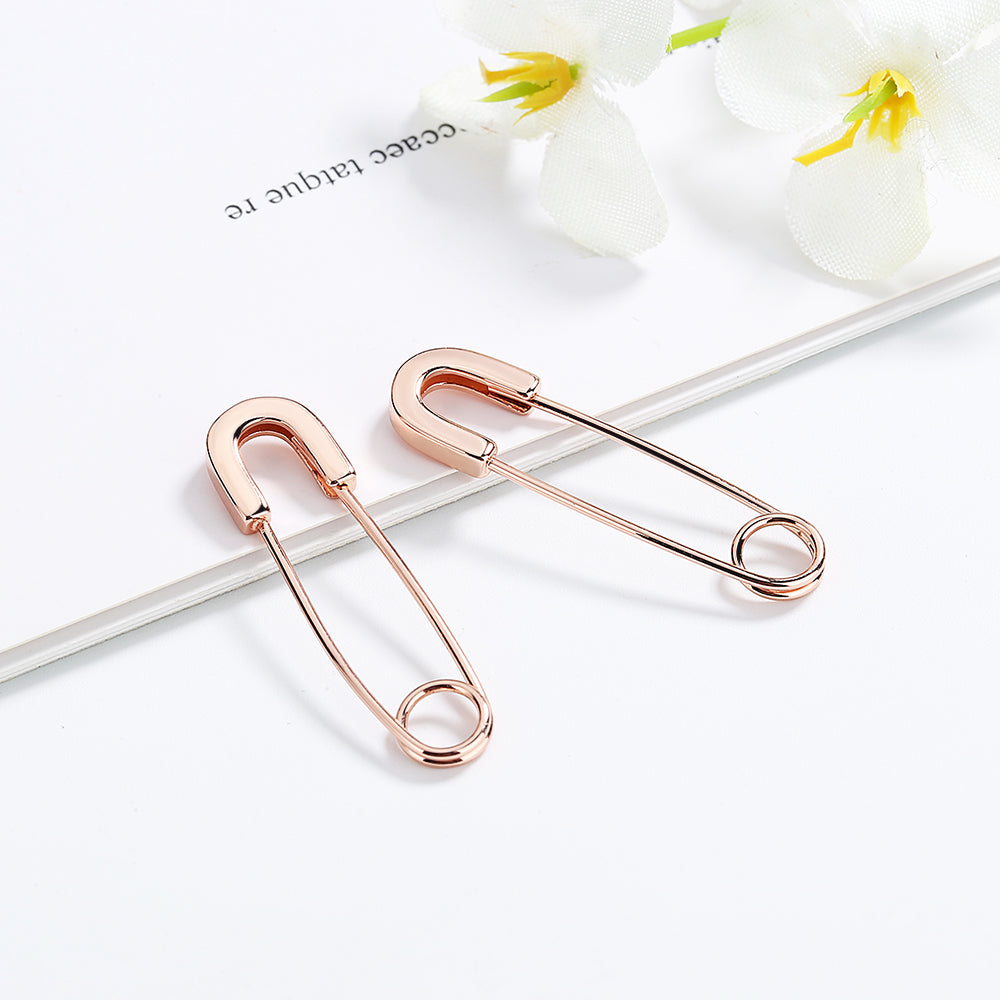 14K Rose Gold Safety Pin Earrings - RUN THE STREETS COLLABORATIVE