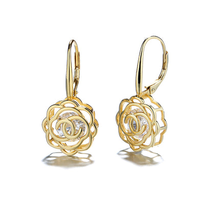 Caged Swarovski Crystal Floating Rose Lever Back Earrings - RUN THE STREETS COLLABORATIVE