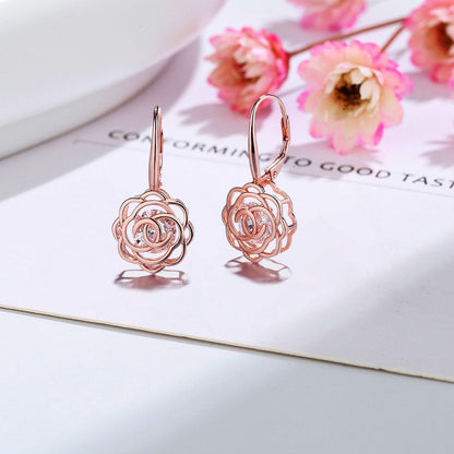 Caged Swarovski Crystal Floating Rose Lever Back Earrings - RUN THE STREETS COLLABORATIVE