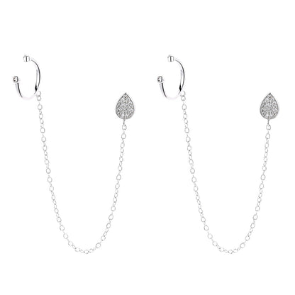 14K Rose Ear Cuff to Water Drop Stud Earrings - RUN THE STREETS COLLABORATIVE