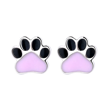 Sterling Silver Paw Print Stud Earrings - RUN THE STREETS COLLABORATIVE
