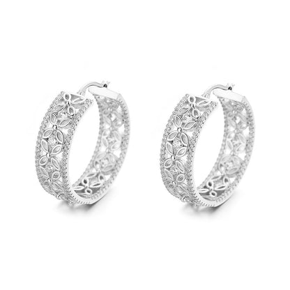 14K Rose Filigree Flower Hoop Earring with crystals from Swarovski - RUN THE STREETS COLLABORATIVE