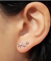 Sterling Silver Shooting Star Climber Earring - RUN THE STREETS COLLABORATIVE