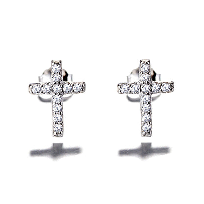 Swarovski Crystal Sterling Silver Cross Stud Earrings - RUN THE STREETS COLLABORATIVE