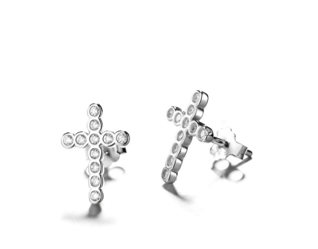 Sterling Silver Dainty Cross Earrings With Swarovski Crystals - RUN THE STREETS COLLABORATIVE