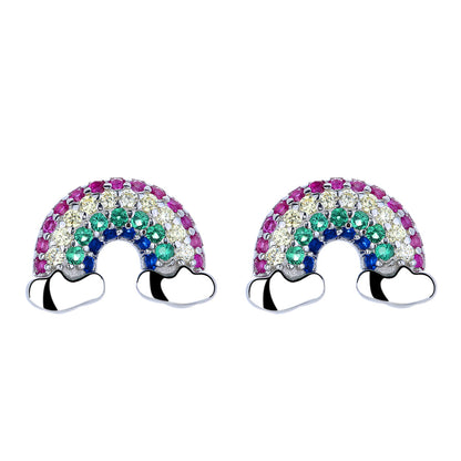 Sterling Silver Rainbow Earrings with Swarovski Crystals - RUN THE STREETS COLLABORATIVE