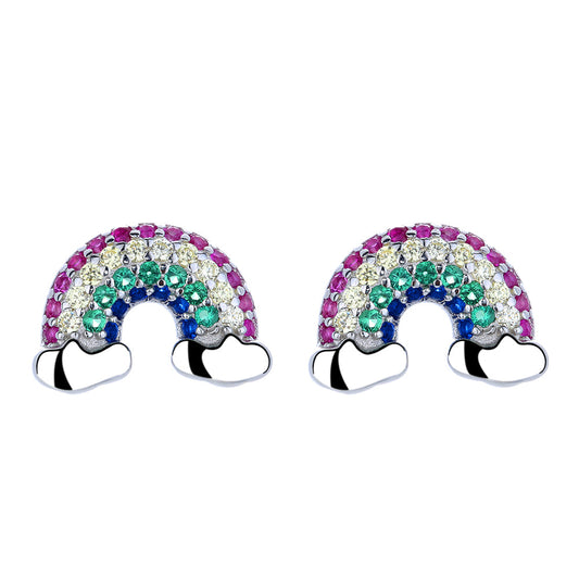 Sterling Silver Rainbow Earrings with Swarovski Crystals - RUN THE STREETS COLLABORATIVE