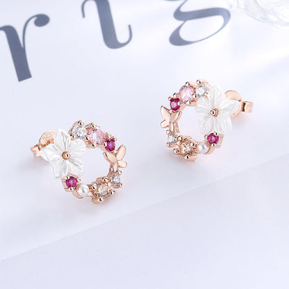 Sterling Silver Opal & Resin Open Flower earring with Swarovski - RUN THE STREETS COLLABORATIVE