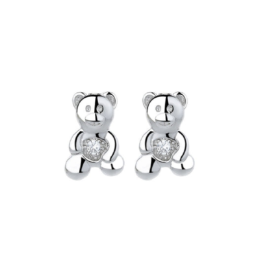 Sterling Silver Bear Earrings with crystals from Swarovski - RUN THE STREETS COLLABORATIVE