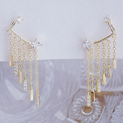 18K Gold Graduated Dangle Ear cuff with Genuine Crystals - RUN THE STREETS COLLABORATIVE