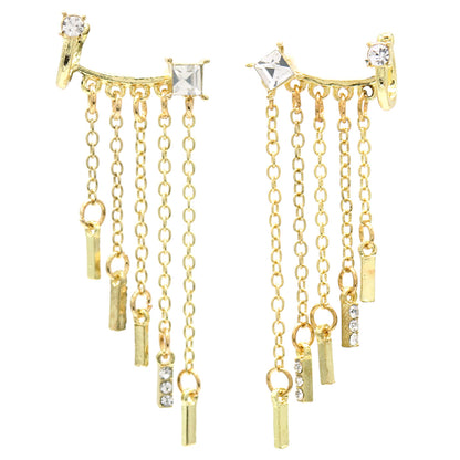 18K Gold Graduated Dangle Ear cuff with Genuine Crystals - RUN THE STREETS COLLABORATIVE