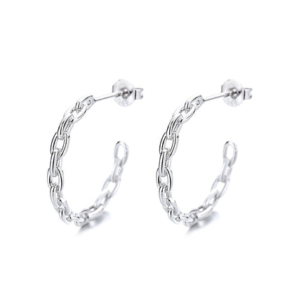 Paper Clip Hoop Earrings in 18K White Gold - RUN THE STREETS COLLABORATIVE