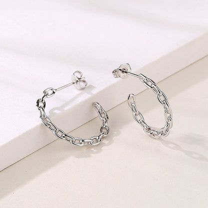 Paper Clip Hoop Earrings in 18K White Gold - RUN THE STREETS COLLABORATIVE