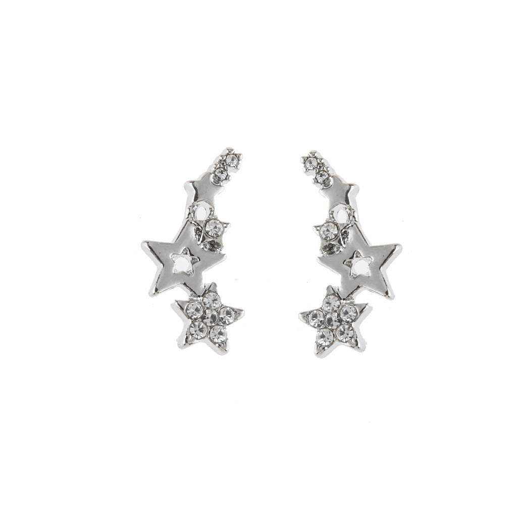 18K Gold-Plated Star Earring Climber with Genuine Crystals - RUN THE STREETS COLLABORATIVE