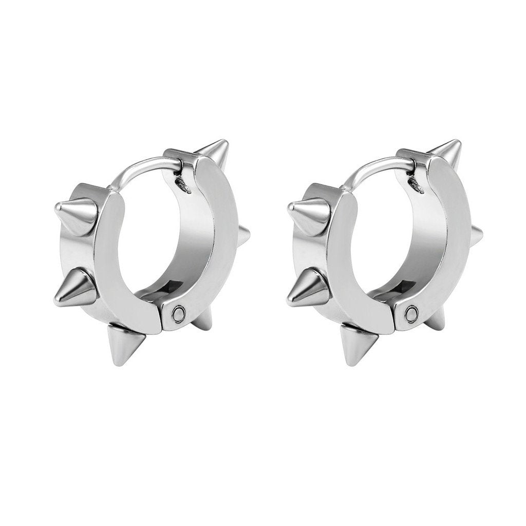 Stainless Steel Huggie Spike Earrings - RUN THE STREETS COLLABORATIVE