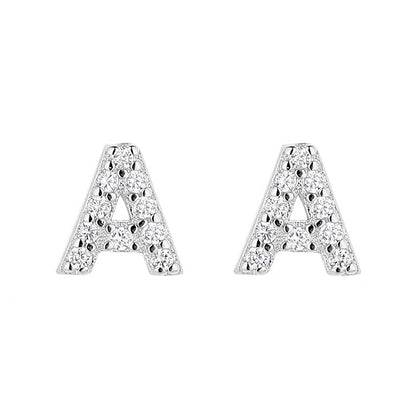 Sterling Silver Letter Earrings with Crystals - RUN THE STREETS COLLABORATIVE