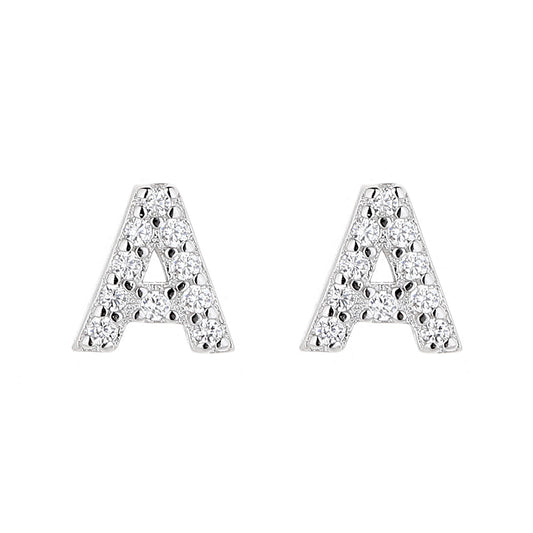 Sterling Silver Letter Earrings with Crystals - RUN THE STREETS COLLABORATIVE