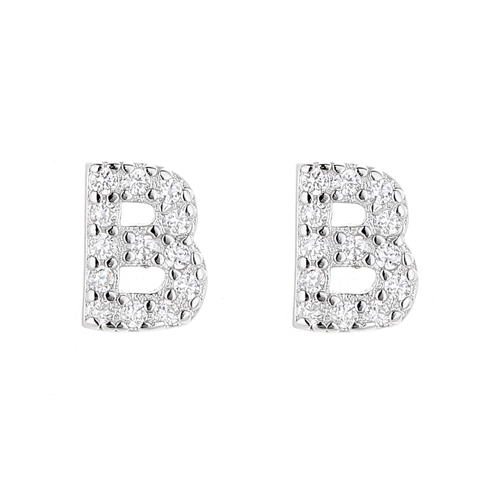 Sterling Silver Letter Earrings with Crystals - RUN THE STREETS COLLABORATIVE