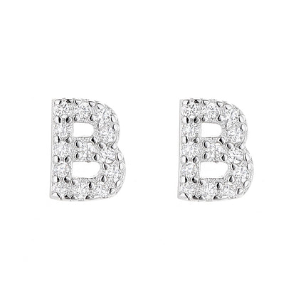 Sterling Silver Letter Earrings with Crystals - RUN THE STREETS COLLABORATIVE