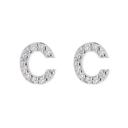 Sterling Silver Letter Earrings with Crystals - RUN THE STREETS COLLABORATIVE