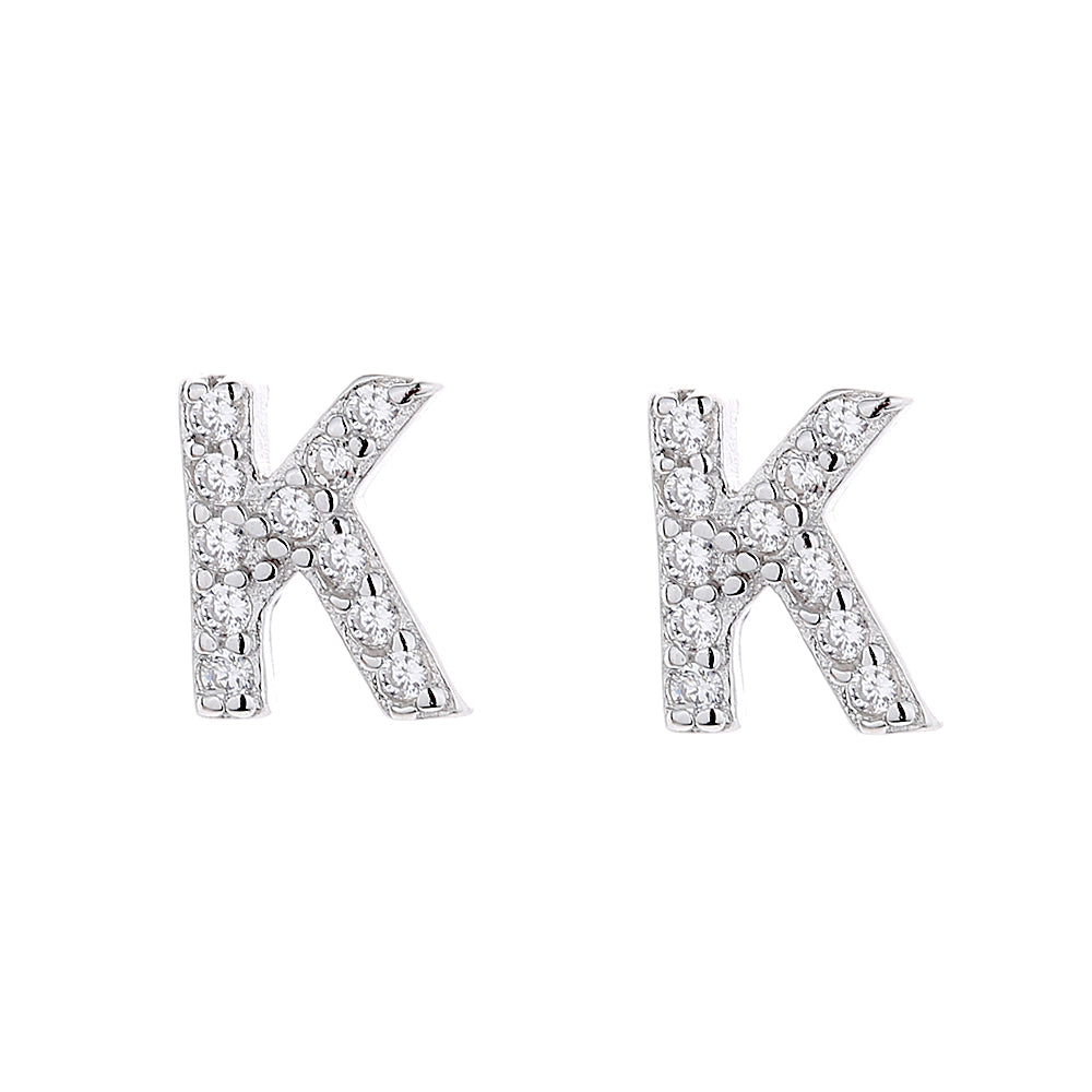 Sterling Silver Letter Earrings with Crystals - RUN THE STREETS COLLABORATIVE
