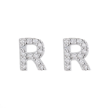 Sterling Silver Letter Earrings with Crystals - RUN THE STREETS COLLABORATIVE