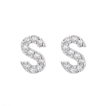 Sterling Silver Letter Earrings with Crystals - RUN THE STREETS COLLABORATIVE