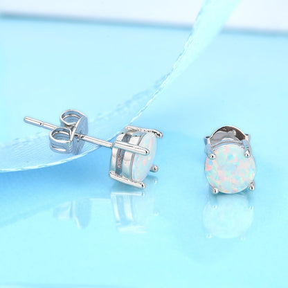 18K Rose over Sterling White Fiery Opal Stud Earring - RUN THE STREETS COLLABORATIVE