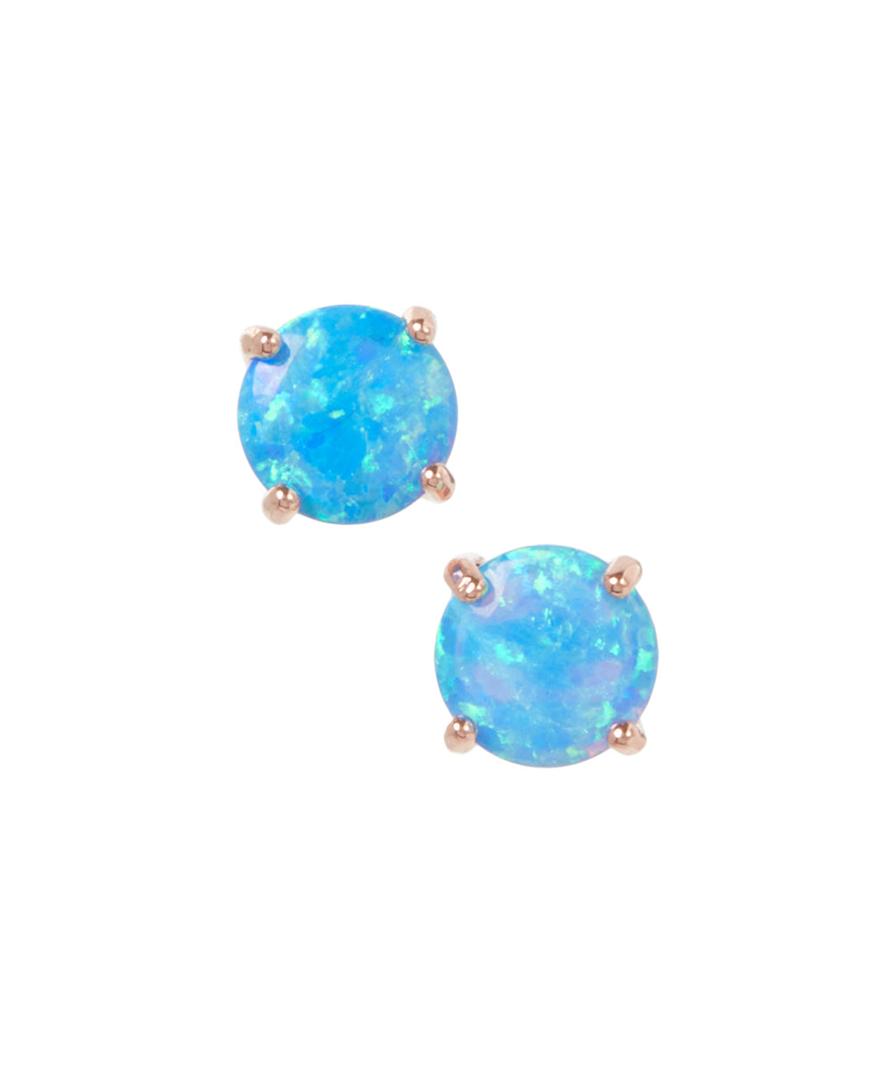 18K Rose over Sterling White Fiery Opal Stud Earring - RUN THE STREETS COLLABORATIVE