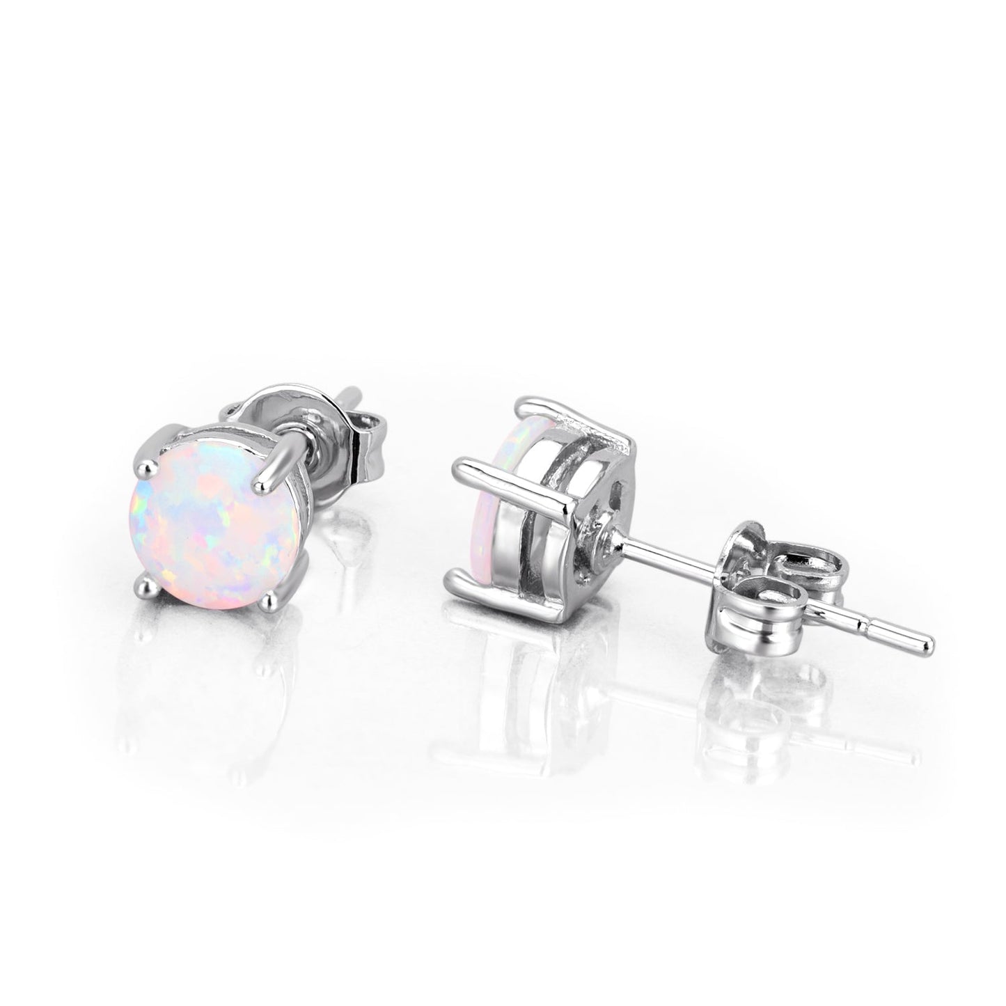 18K Rose over Sterling White Fiery Opal Stud Earring - RUN THE STREETS COLLABORATIVE