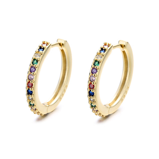 Sterling Silver Multi-Color Huggie Hoop Earring with Swarovski crystal - RUN THE STREETS COLLABORATIVE