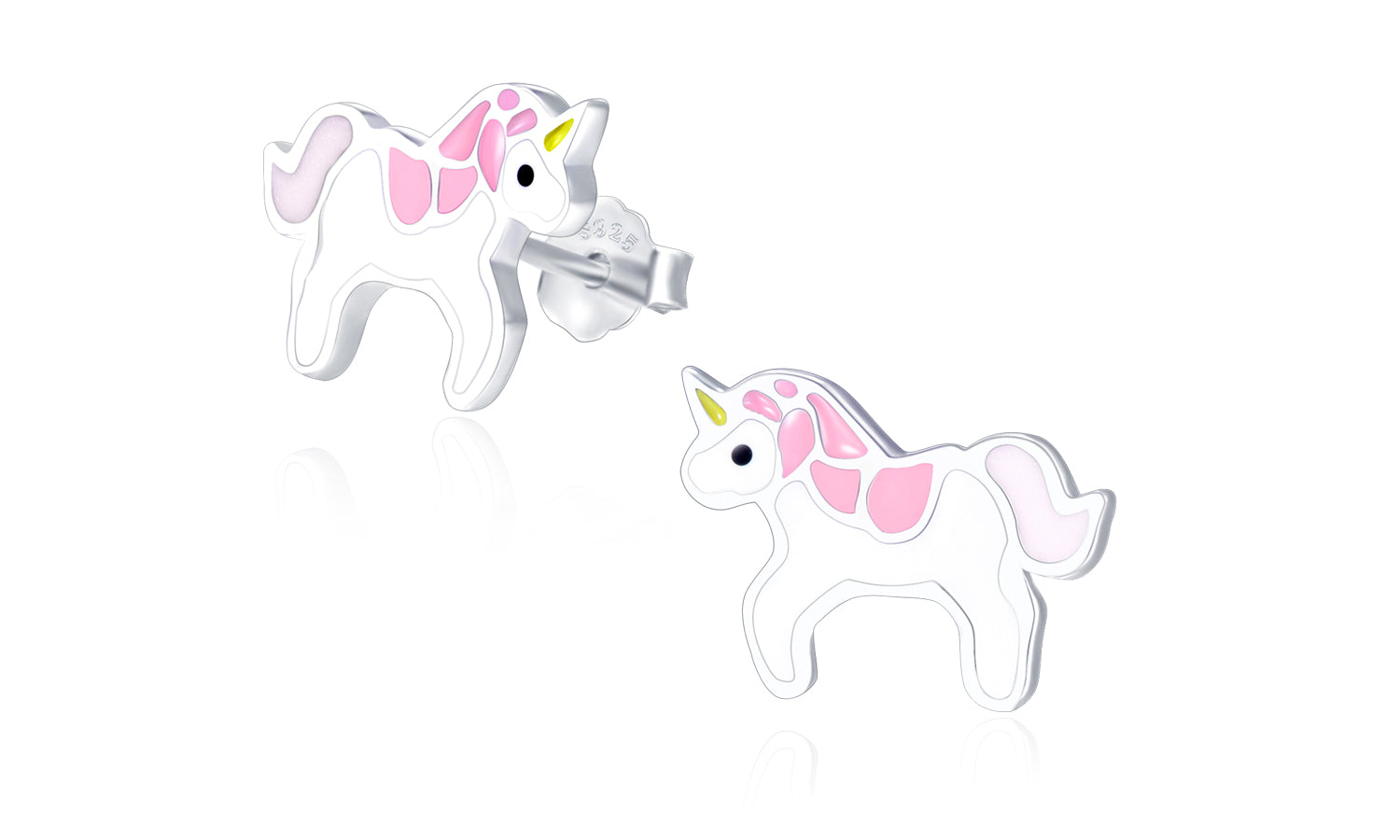 Sterling Silver Pink and White Unicorn Stud Earrings - RUN THE STREETS COLLABORATIVE