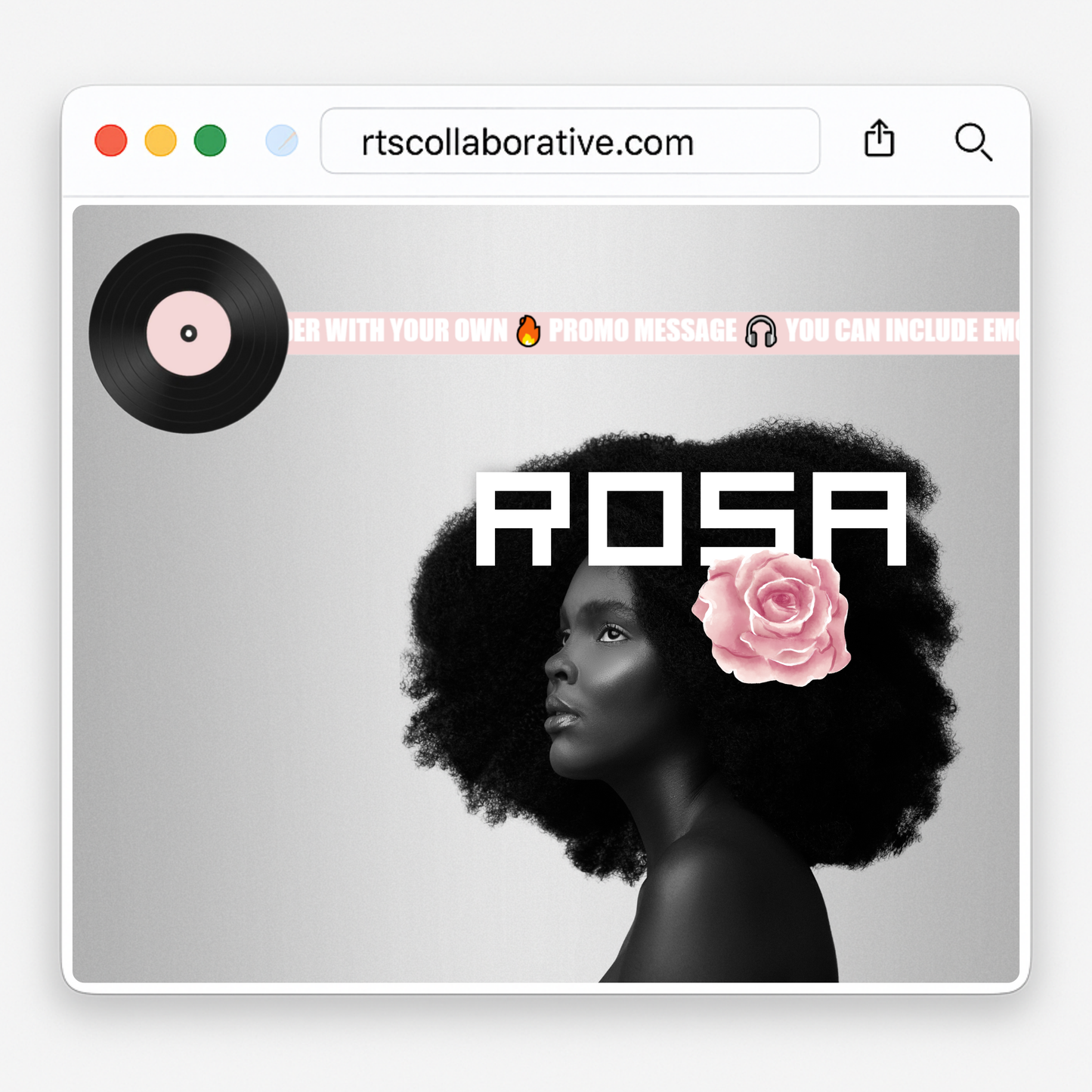 Blush Pink Spinning Disc Scrolling Text Banner