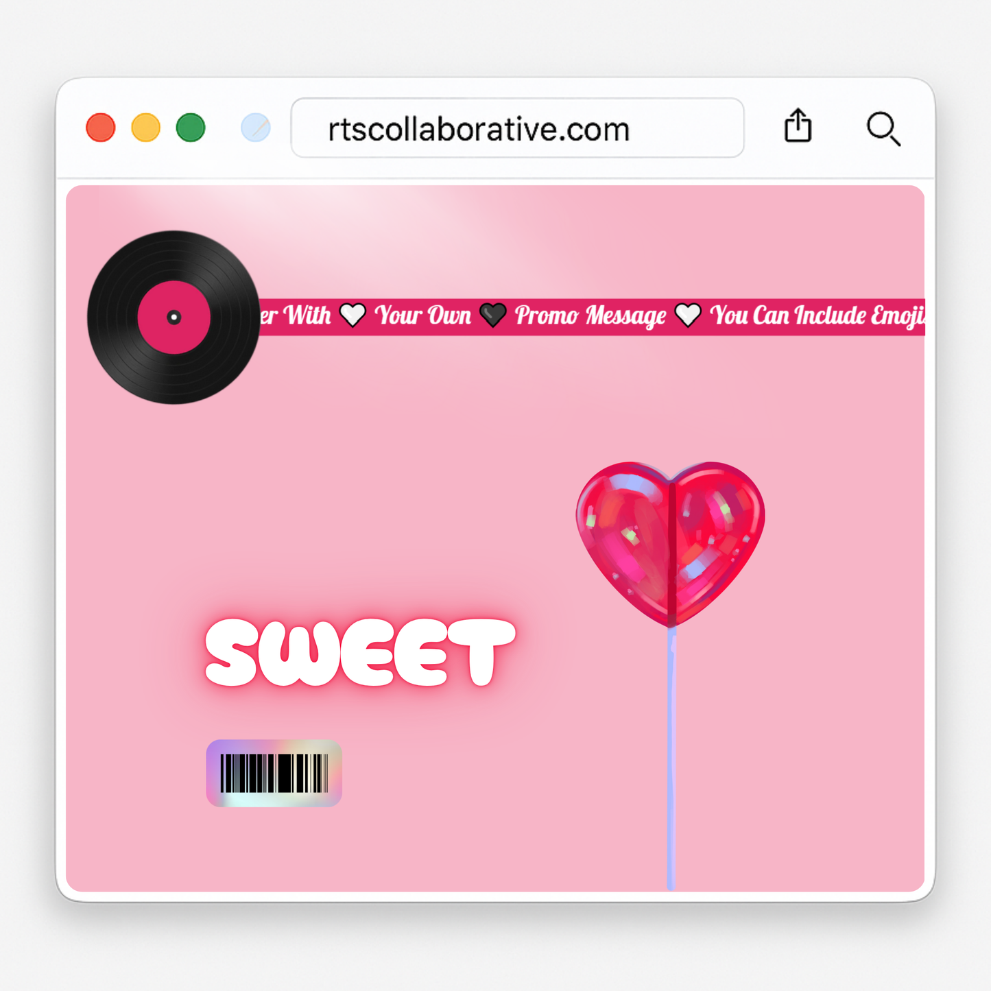 Hot Pink Spinning Disc Scrolling Text Banner