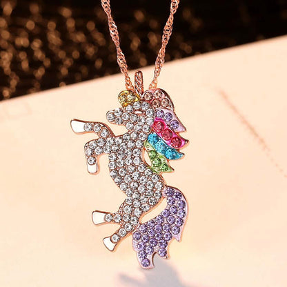 Multi-Colored Crystal Unicorn Pendant & Necklace - RUN THE STREETS COLLABORATIVE