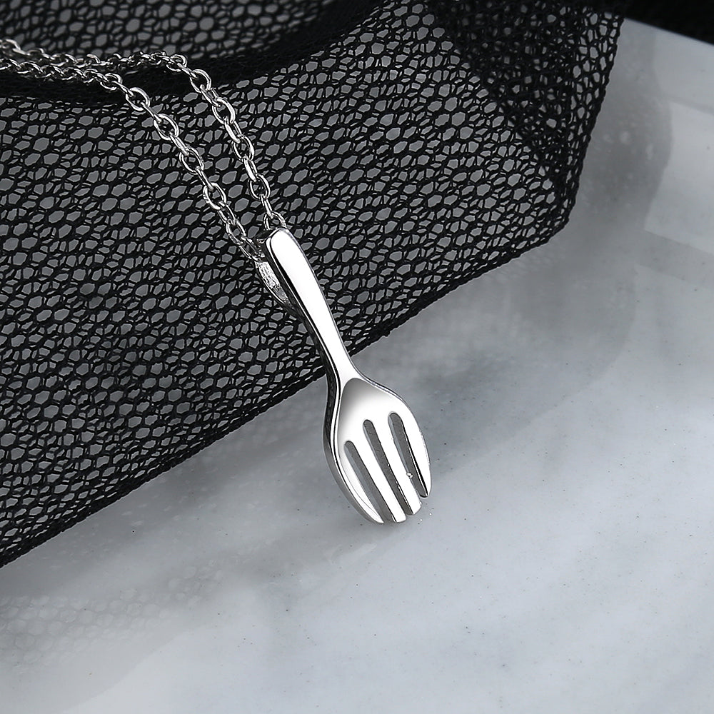 Sterling Silver Fork Pendant Necklace - RUN THE STREETS COLLABORATIVE