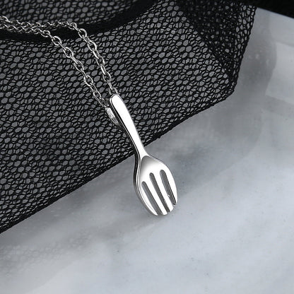 Sterling Silver Fork Pendant Necklace - RUN THE STREETS COLLABORATIVE