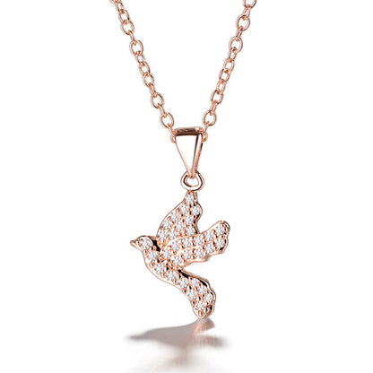 18k White Gold Over Sterling Silver Flying Dove Pendant Necklace - RUN THE STREETS COLLABORATIVE