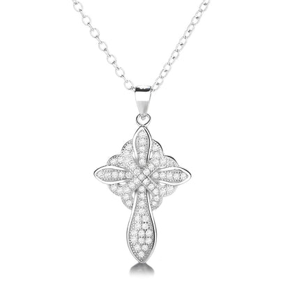 Sterling Silver Studded Cross Pendant Necklace - RUN THE STREETS COLLABORATIVE
