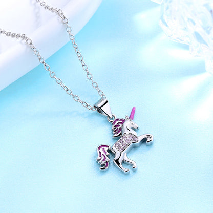 Sterling Silver Unicorn Pendant Necklace with Swarovski Crystals - RUN THE STREETS COLLABORATIVE