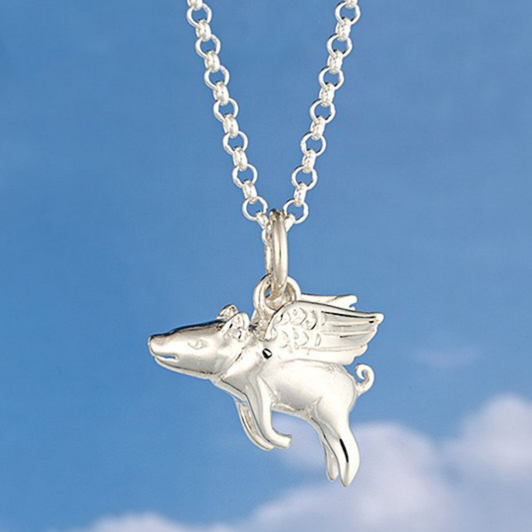 Sterling Silver When Pigs Fly Necklace - RUN THE STREETS COLLABORATIVE