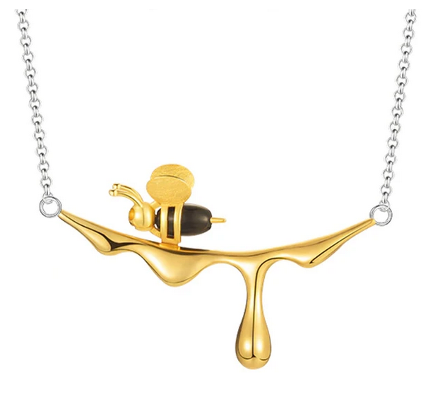 14K Gold and Sterling Silver Bee Pendant Necklace - RUN THE STREETS COLLABORATIVE