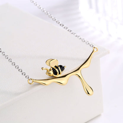 14K Gold and Sterling Silver Bee Pendant Necklace - RUN THE STREETS COLLABORATIVE