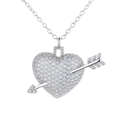 18K White Gold Plated Shot through the Heart with Crystals - RUN THE STREETS COLLABORATIVE