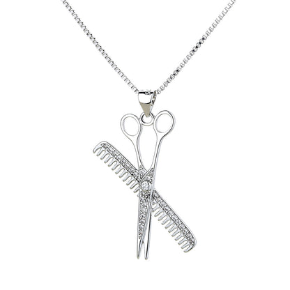 Sterling Silver Hair Stylist Necklace with Swarovski Crystals - RUN THE STREETS COLLABORATIVE