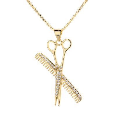 Sterling Silver Hair Stylist Necklace with Swarovski Crystals - RUN THE STREETS COLLABORATIVE