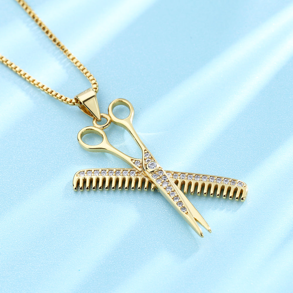 Sterling Silver Hair Stylist Necklace with Swarovski Crystals - RUN THE STREETS COLLABORATIVE