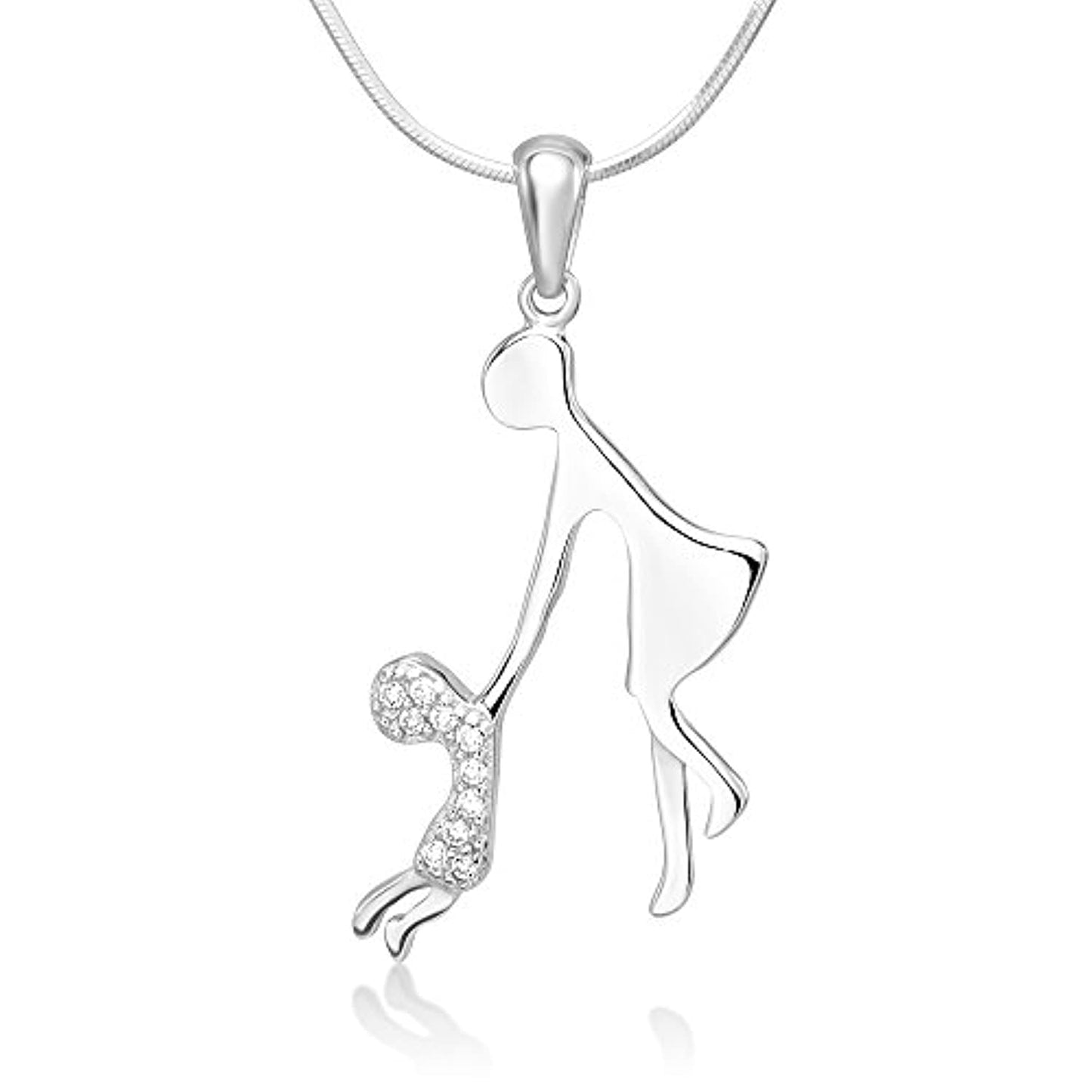 Sterling Silver Mother Child Pendant Necklace - RUN THE STREETS COLLABORATIVE