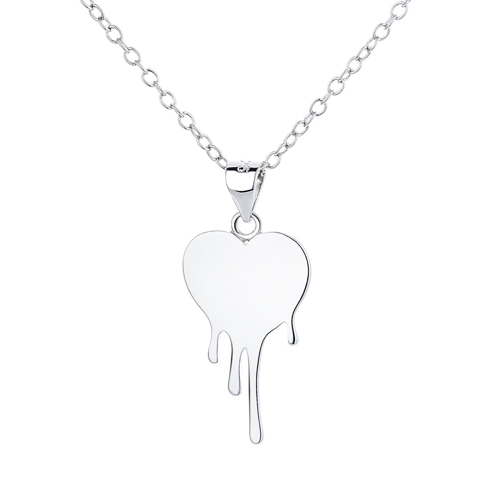 Sterling Silver Dripping Heart Pendant Necklace - RUN THE STREETS COLLABORATIVE